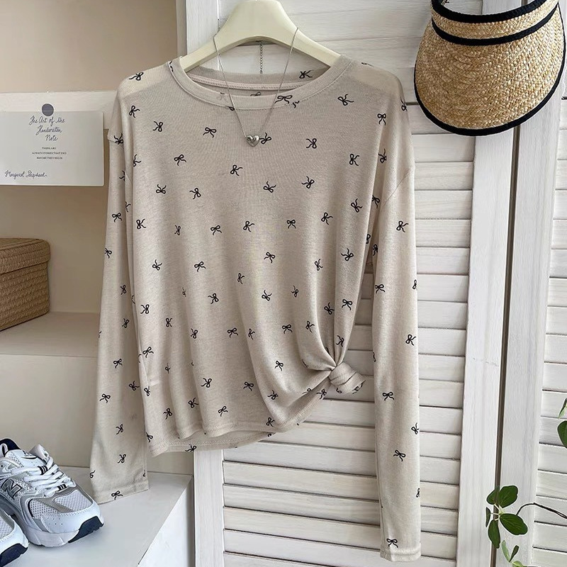 2025新款波点防晒衣女夏季百搭圆领宽松长袖T恤透气舒适显瘦黑色