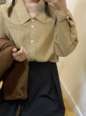 衬衫女新款2024年设计感小众轻熟复古港风chic法式泡泡袖春秋上衣