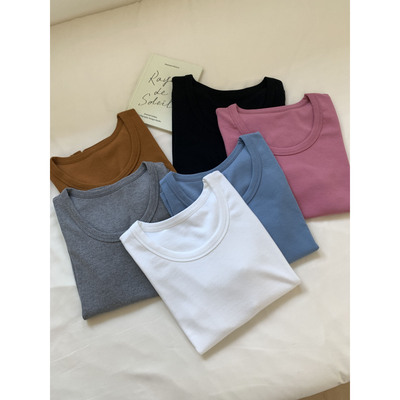 简约短袖韩系亮色t恤衫