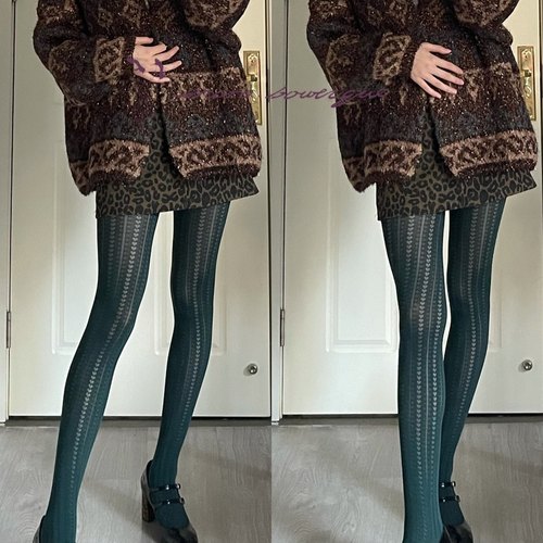 6色爱心竖条法式镂空提花50D连裤打底丝袜复古显瘦大弹力防勾丝