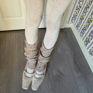 不可思一间24秋冬新加厚花点彩色点点松垮粗线保暖堆堆袜套护腿女