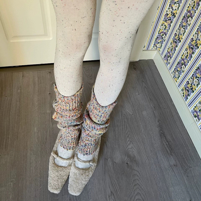 不可思一间24秋冬新加厚花点彩色点点松垮粗线保暖堆堆袜套护腿女