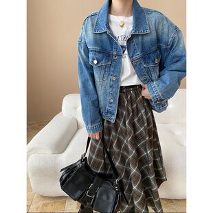 腔调丹宁 SN8074 重工怀旧感渐变水洗宽松休闲夹克牛仔外套