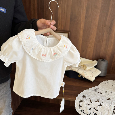 刺绣大翻领纯棉娃娃衫
