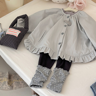 女宝宝宽松慵懒韩系外套上衣女童春装2026新款女婴儿春秋薄款风衣