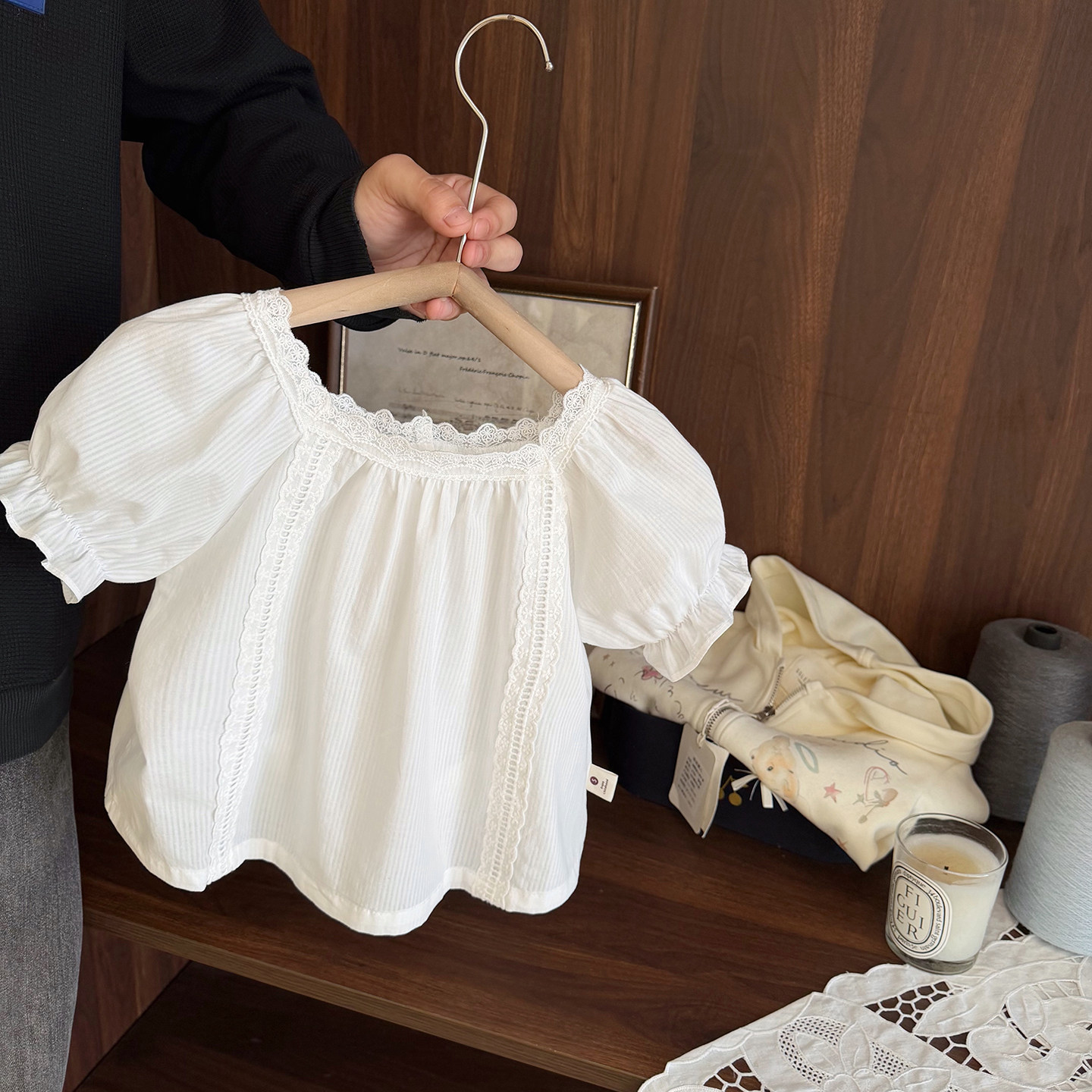 女宝宝薄款方口领衬衫上衣女婴儿夏季韩系女童亲肤棉暗条纹娃娃衫