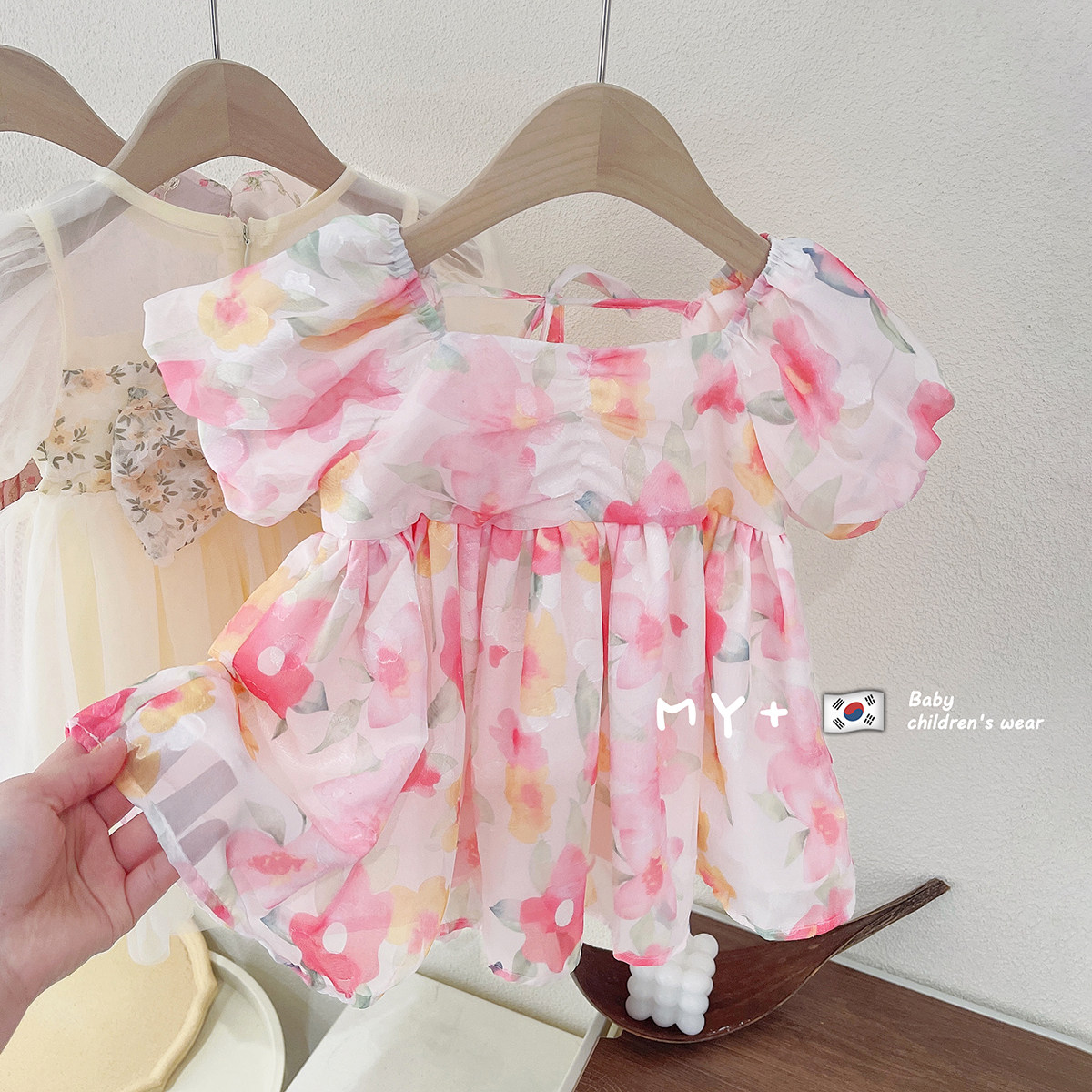 1-5岁女宝宝唯美水彩花连衣裙女童夏装新款3女婴儿超仙网纱公主裙