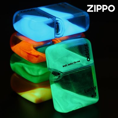 Zippo正品打火机创意亚克力透明外壳夜光流沙情侣礼物防风煤油