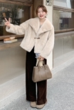 韩版气质加厚仿水貂绒外套女2025年冬季新款显瘦保暖皮毛一体棉服，女装短外套，浙宝220