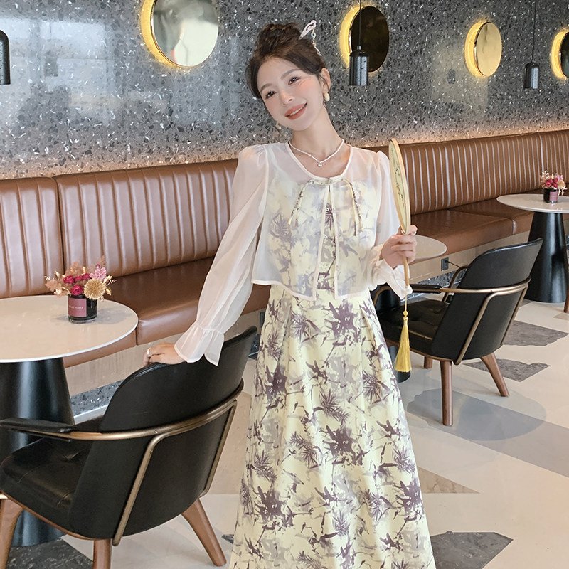中式国风水墨画拼接蓝色水洗牛仔衣外套女小个子短款高端夹克上衣,女装连衣裙,浙宝220