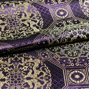 特蒙古袍紫色云锦唐装 提花织锦缎丝绸面料蒙古袍民族绸绣旗袍布料