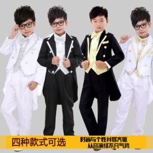 儿童合唱指挥服男花童礼服小西服套装黑白燕尾服主持人钢琴演出服