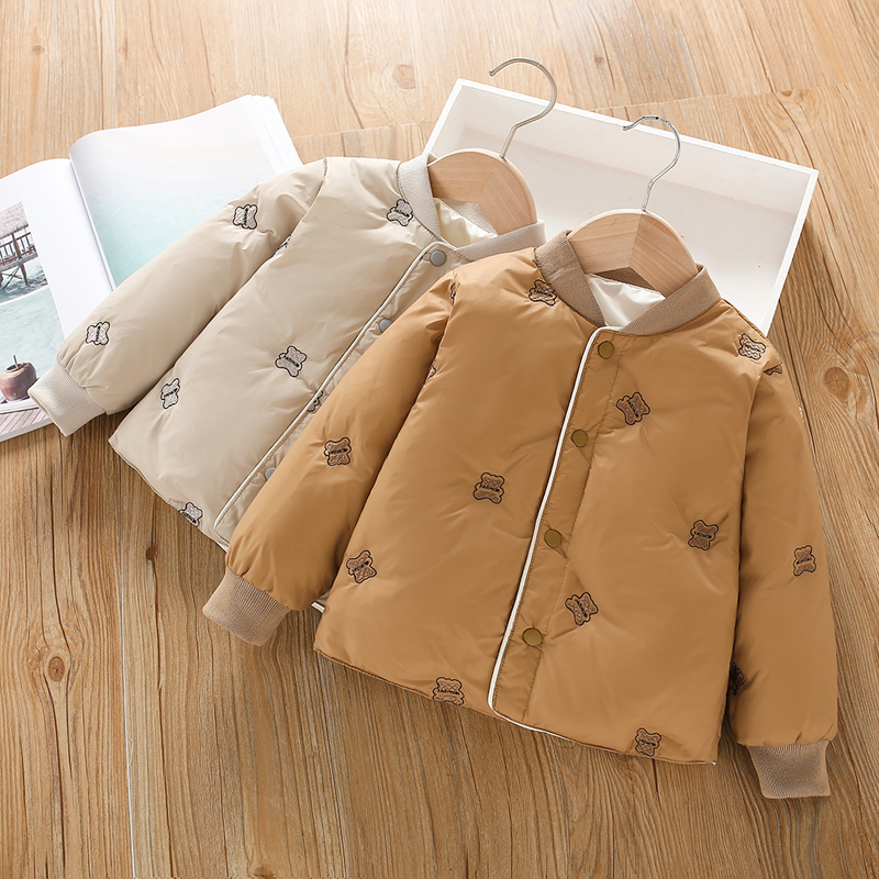 男童女童秋冬轻薄羽绒服内胆 小孩字母小熊卡通羽绒外套 90白鸭绒