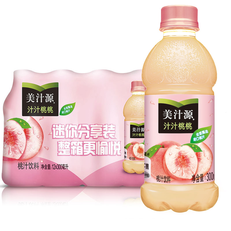 美汁源桃汁饮料300ml*6瓶混合装饮料整箱汁汁桃桃夏季饮品包邮 咖啡/麦片/冲饮 果味/风味/果汁饮料 原图主图