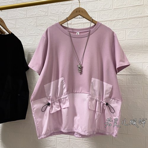 夏季新款韩版短袖T恤宽松休闲遮肚显瘦女装大码上衣