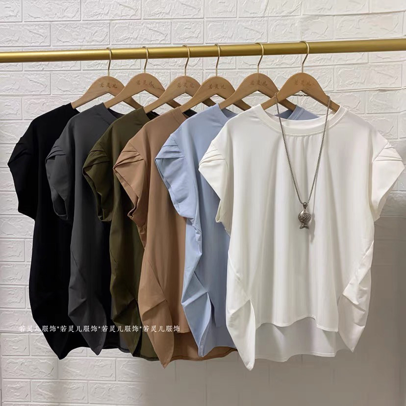 夏季新款韩版前短后长短袖T恤宽松休闲显瘦女装大码上衣