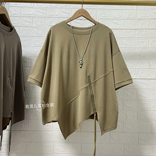 女装 若灵儿肥胖mm夏装 T恤宽松休闲遮肉显瘦大码 韩版 上衣 圆领短袖