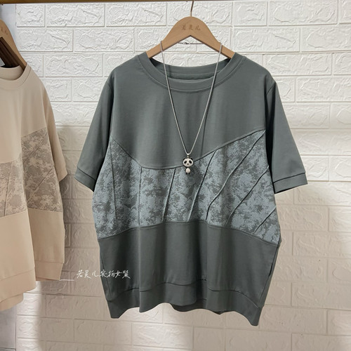 若灵儿韩版宽松休闲遮肉显瘦简约百搭女装短袖T恤大码上衣