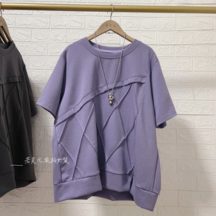 上衣 T恤大码 若灵儿宽松休闲遮肉显瘦女装 简约百搭圆领短袖