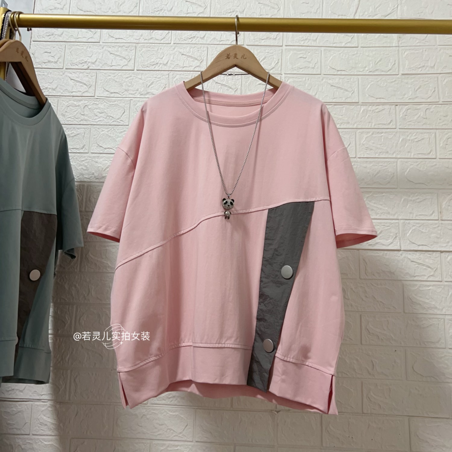 若灵儿韩版宽松休闲遮肉显瘦简约百搭大码女装短袖T恤上衣