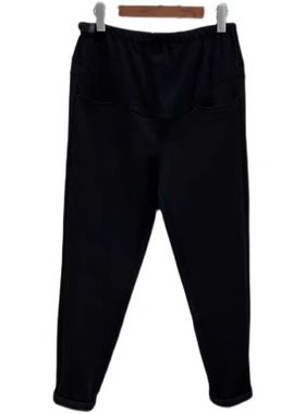 孕妇托腹打底裤黑色长裤宽松可调节孕早中晚期弹力裤