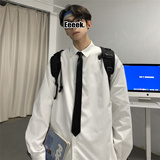 2025秋装长袖衬衫dk/jk大码衬衣日系情侣港风潮流男A38-P38送领带，男装衬衫，电商A233-1