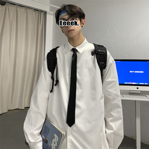 2025秋装长袖衬衫dk/jk大码衬衣日系情侣港风潮流男A38-P38送领带图片