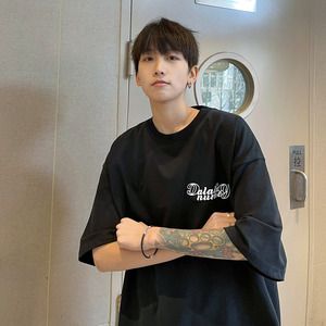 港风2024夏季宽松大码休闲短袖T恤情侣装青少年男装夏装S174-P28图片