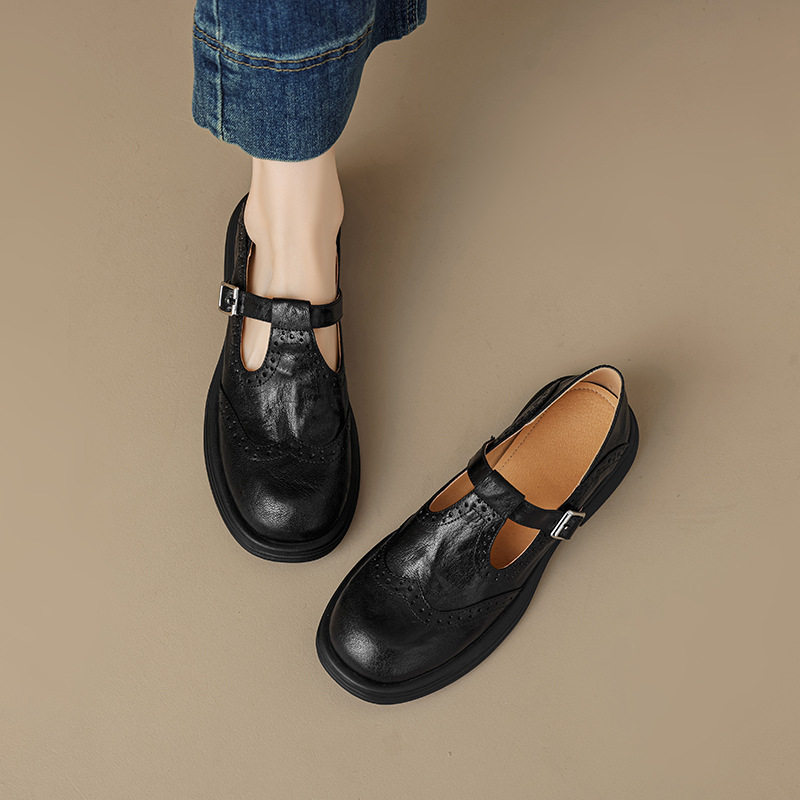 镂空雕花乐福鞋女大码女鞋41一43玛丽珍鞋真皮单鞋丁字扣小皮鞋,女鞋,时尚休闲鞋,淘宝优惠券,粉丝福利购,淘宝优惠卷