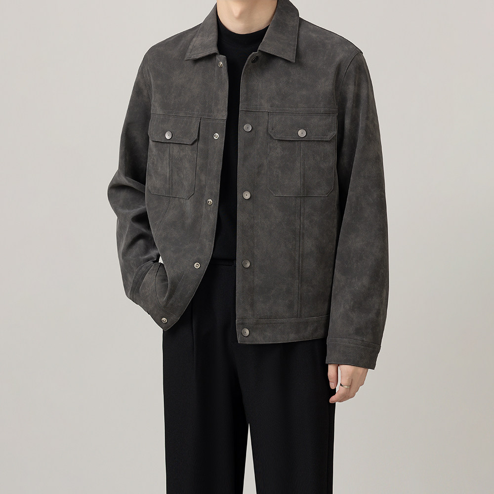复古皮夹克外套男春秋季新款潮流时尚休闲翻领短款机车服男装上衣