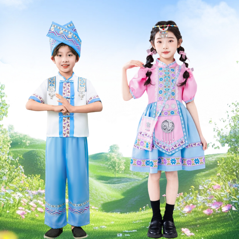 广西壮族三月三儿童服装少数民族图片
