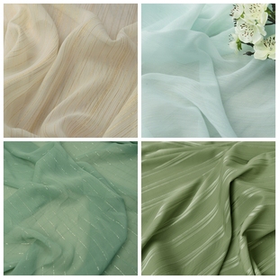 金丝/彩丝/银丝/美人条 纯色雪纺 时装古风汉服襦裙上襦布面料
