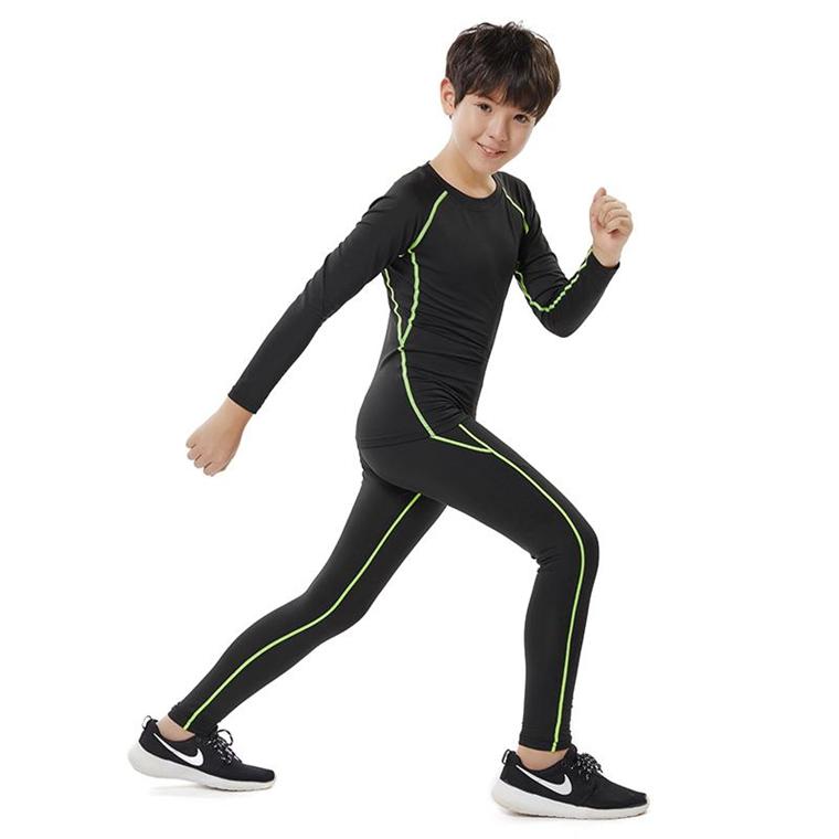 衣弹力健身服篮球足球打底速干衣训练服套装男长袖儿童运动紧身衣