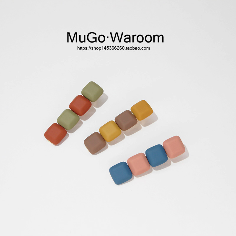 磨砂撞色方块鸭嘴夹韩国可爱侧边