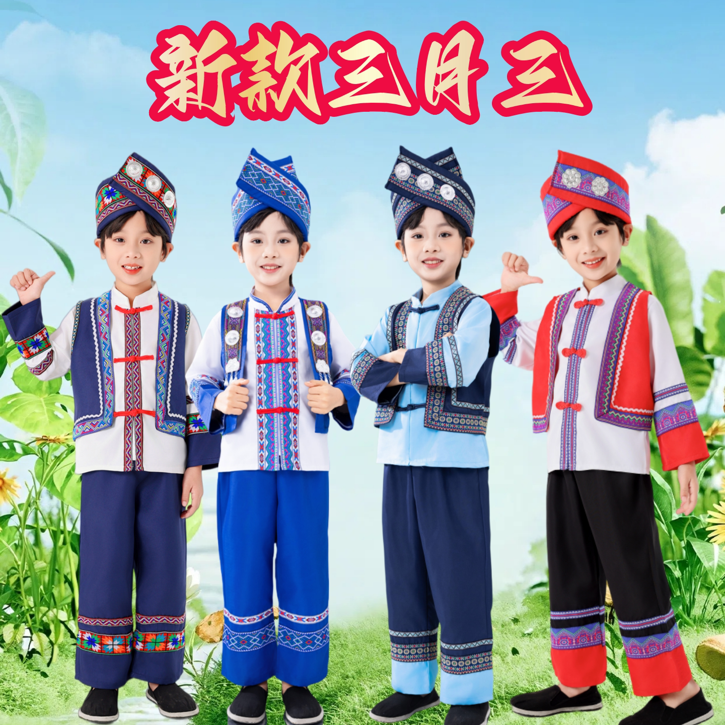 广西三月三男童壮族演出服套装