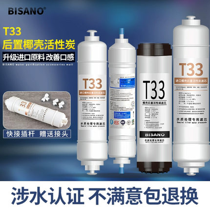 后置活性炭小T33家用厨房纯水机过滤器配件通用快接T33净水器滤芯