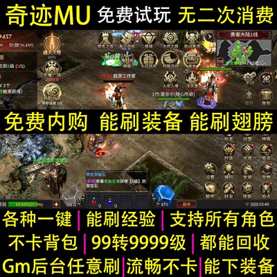 奇迹mu手游gm后台大天使买断无限代金内购怀旧三职业非单机联网玩