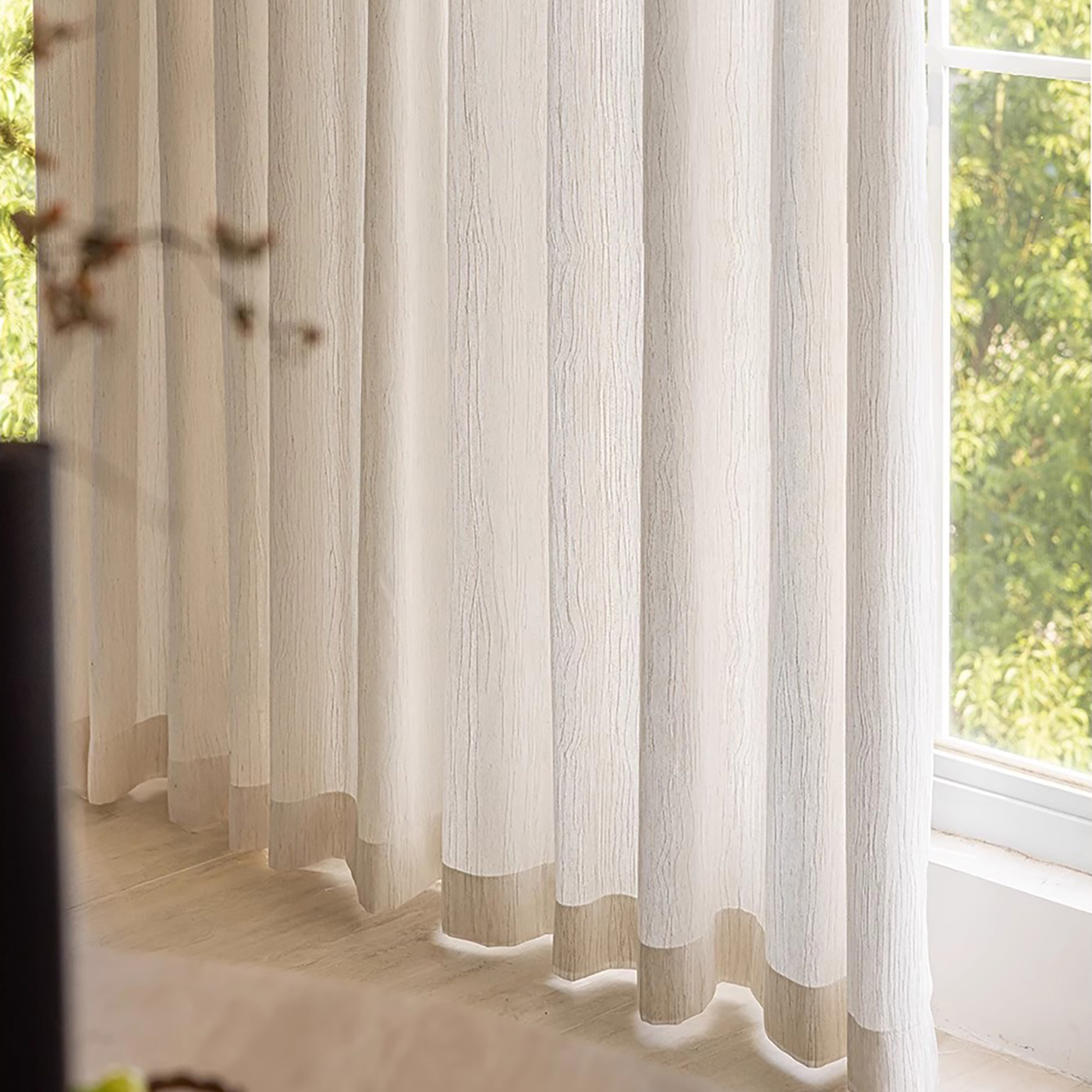 亚麻色原版扶风纱纱帘透光不透人