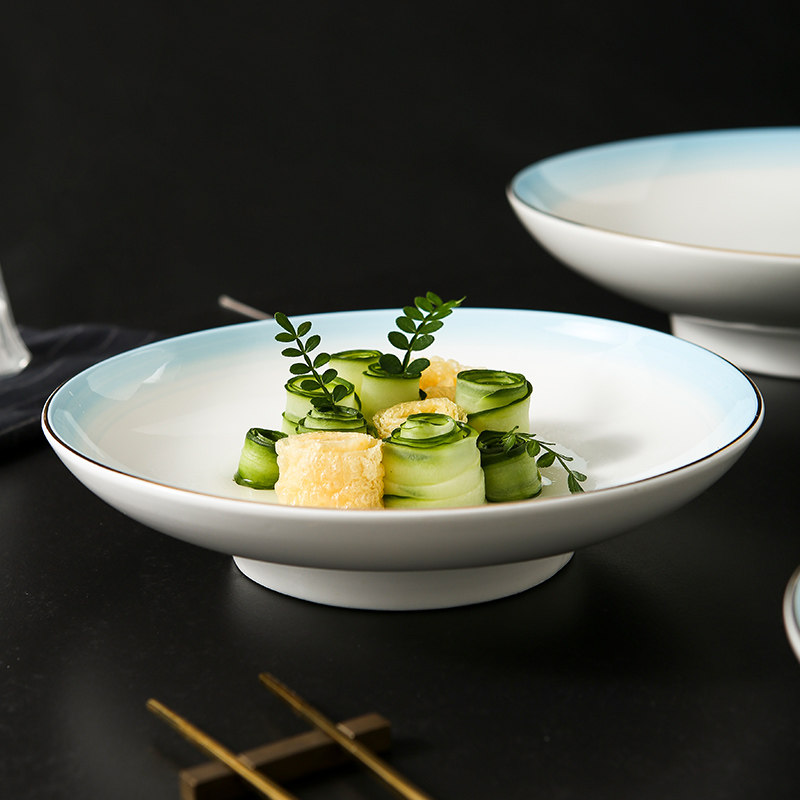 ｜流光溢彩｜《精致果盘会所私房菜餐具酒店水果盘陶瓷圆形冷菜盘,餐饮具,盘,淘宝优惠券,粉丝福利购,淘宝优惠卷