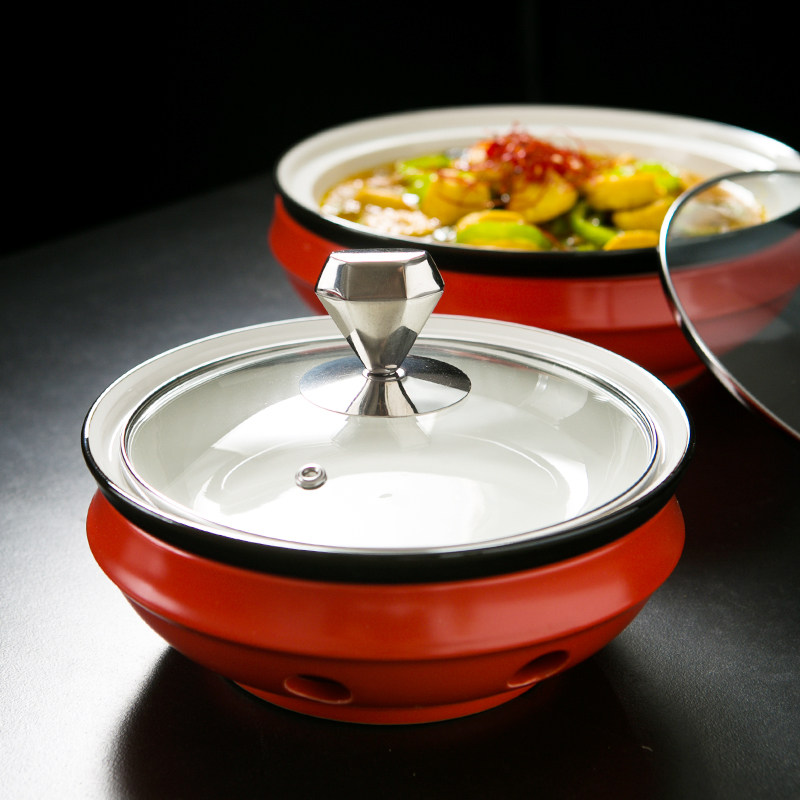 红色特色可加热餐具圆形带盖汤盘餐厅酒店餐具中菜式装盘明炉餐具,餐饮具,盘,淘宝优惠券,粉丝福利购,淘宝优惠卷