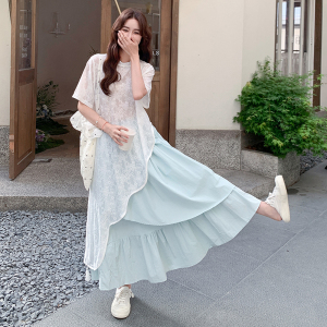 设计感温柔罩衫半身裙套装女2025年夏季新款慵懒风气质叠穿两件套图片