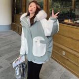高级感大毛领工装派克棉服女冬季2024新款高级感加绒加厚拼接外套，女装派克服，2D082
