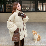 卡其色羽绒服女冬2025年新款超火好看高级小众保暖加厚面包服外套，女装羽绒服，2D082