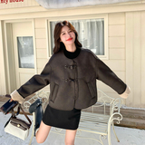 2025冬款新品复古风皮毛一体2D082-G66-P235378，女装毛呢外套，2D082