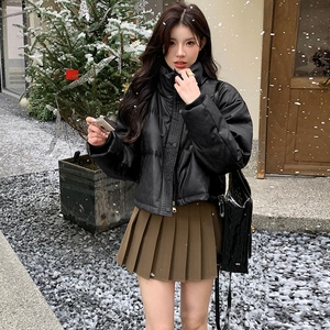 韩版咖色短款羽绒服女2025冬季新款宽松加厚显瘦白鸭绒面包服外套图片