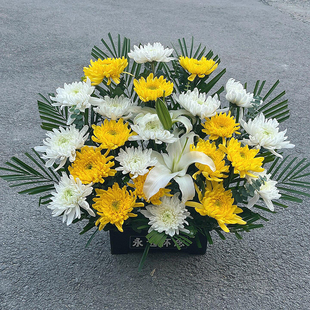 清明节黄白菊花束花篮祭奠鲜花速递同城北京奠仪扫墓上坟悼念祭祖