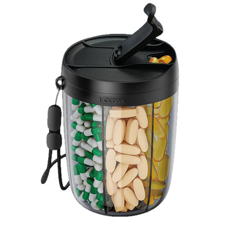 加高款一周便携药物盒六格分装设计多格密封收纳药丸一日三餐挂绳