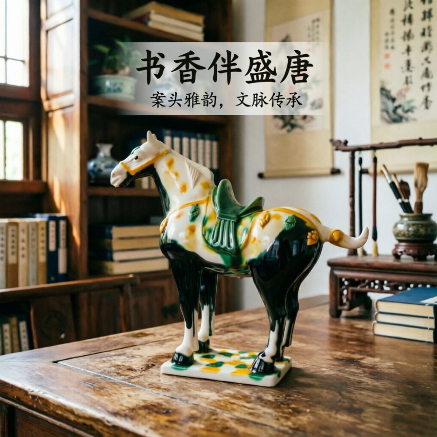 洛博唐三彩黑釉马洛阳礼物伴手礼图片