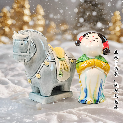 高家三彩手工洛阳文创唐小妞陶瓷