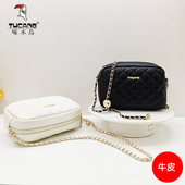 啄木鸟女包2026新款 牛皮真皮轻便小金球菱格链条小香风手机包斜挎